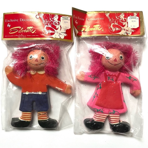 SALE!  Vintage De Sela Raggedy Ann and Andy Ornaments - Picture 6 of 6